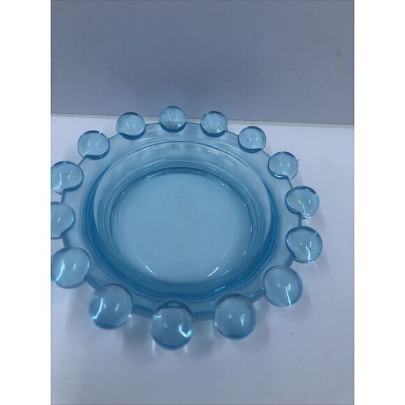 Imperial Candlewick Elegant Glass Aqua Blue Round Ashtray Dish tray 4"/ Trinket - Picture 1 of 8